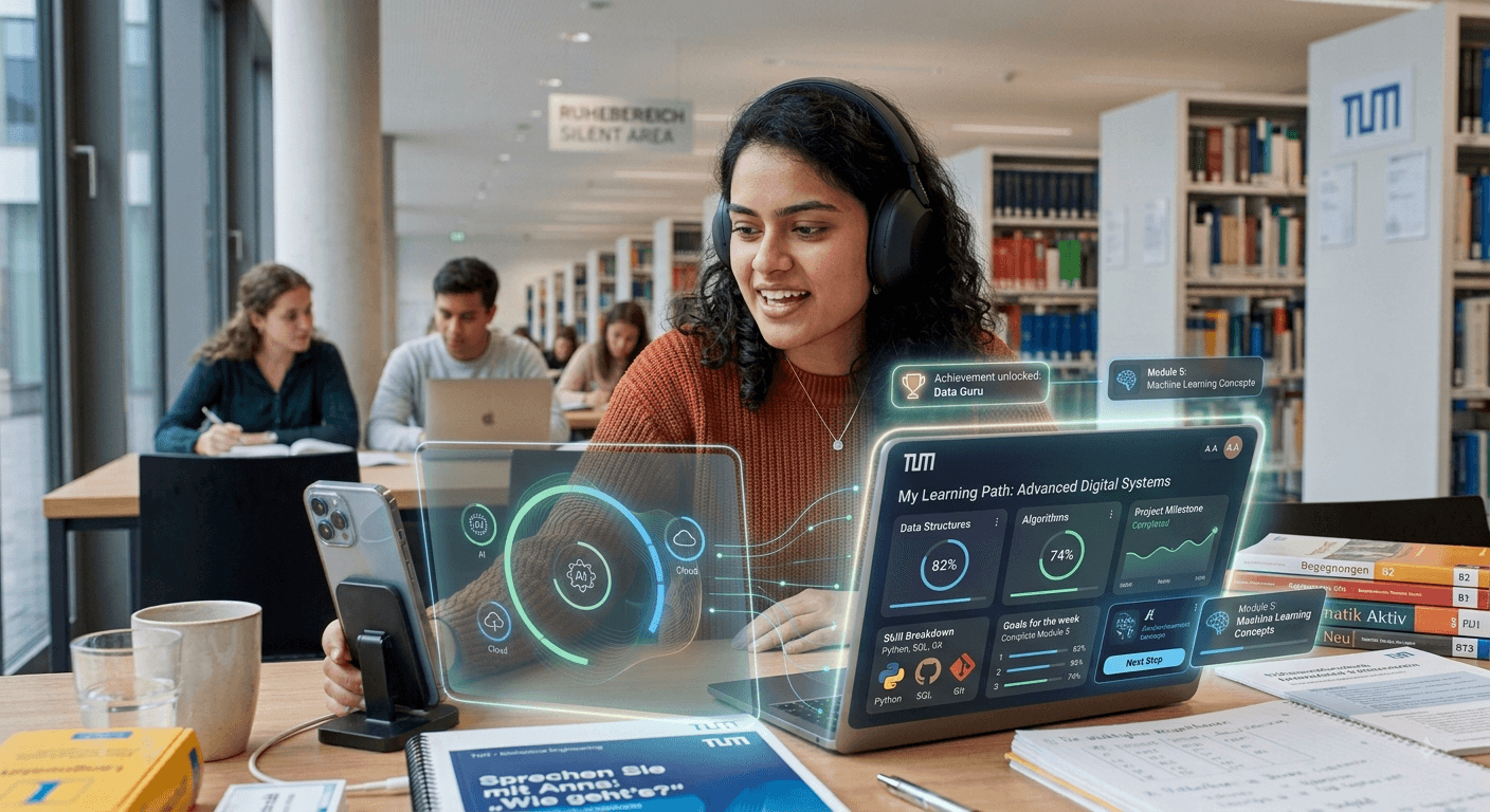 Personalized German learning journey adapting to learner progress